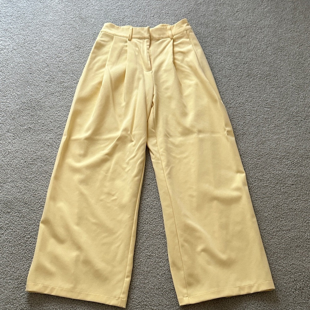 Elegant Yellow Wide-Leg Women's Pants